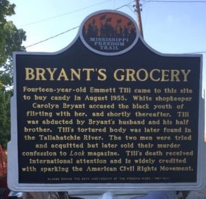 Plaque outside of Bryant's Grocery. 2016.